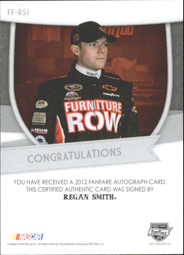 2012 Press Pass Fanfare Autographs Silver #RS1 Regan Smith/175 back image