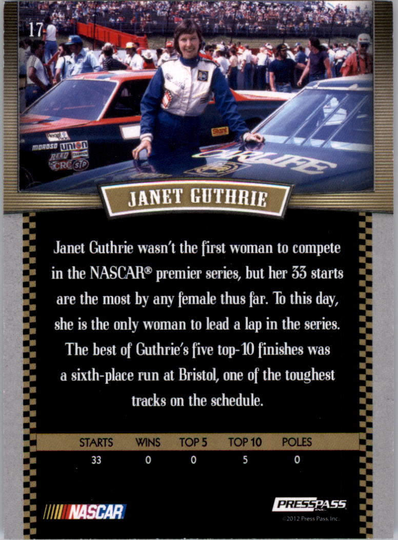 2012 Press Pass Legends Gold #17 Janet Guthrie back image