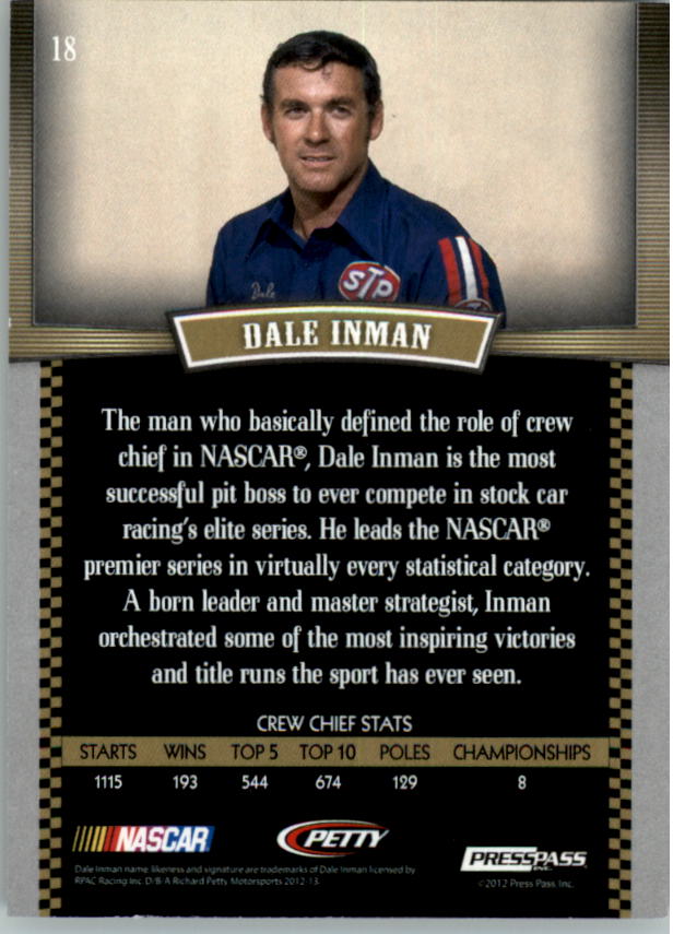 2012 Press Pass Legends Gold #18 Dale Inman back image