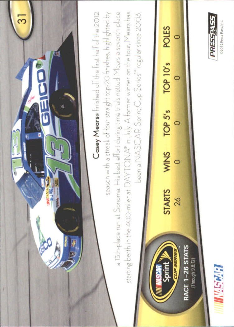 2013 Press Pass #31 Casey Mears back image