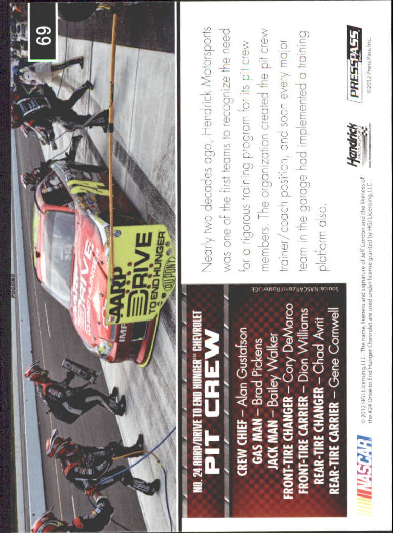 2013 Press Pass #69 Jeff Gordon's Car back image