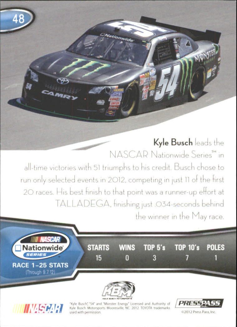 2013 Press Pass Color Proofs Cyan #48 Kyle Busch NNS back image