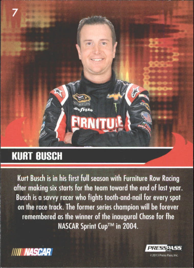 2013 Press Pass Ignite #7 Kurt Busch back image