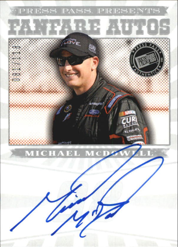 2013 Press Pass Fanfare Autographs Silver #MM2 Michael McDowell/118