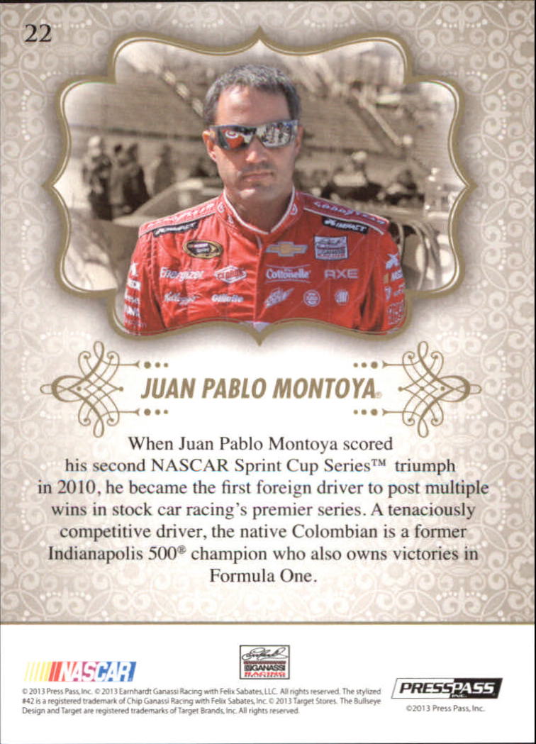 2013 Press Pass Showcase #22 Juan Pablo Montoya back image