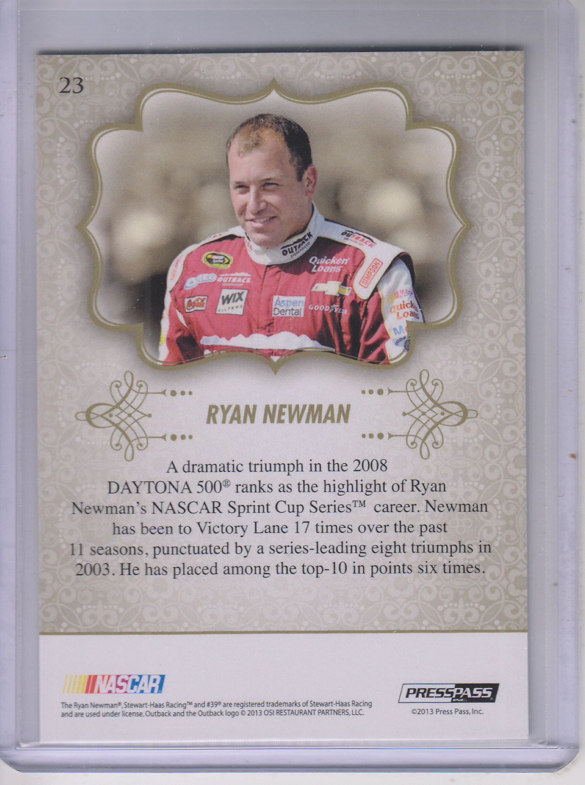 2013 Press Pass Showcase #23 Ryan Newman back image
