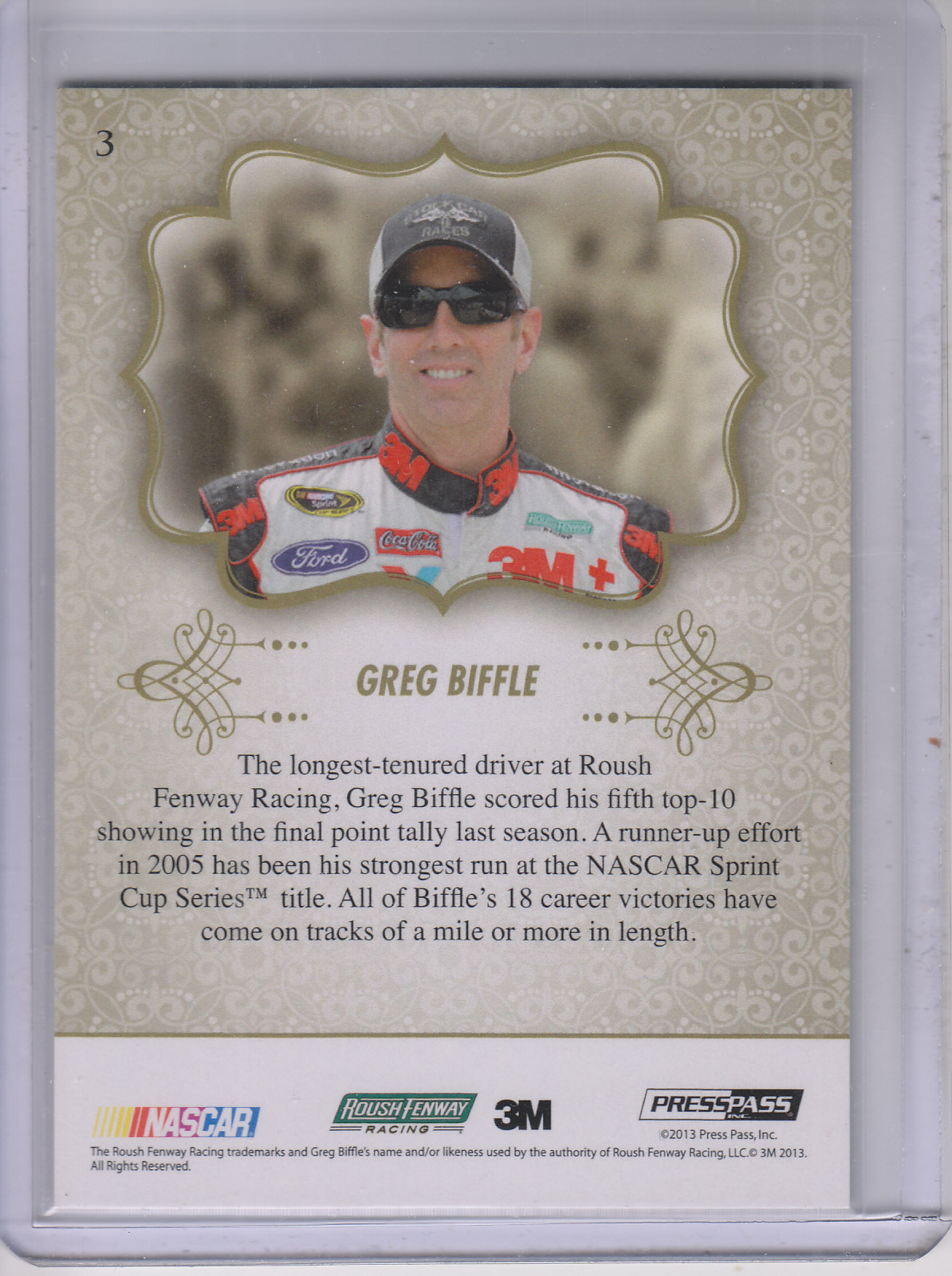 2013 Press Pass Showcase Gold #3 Greg Biffle back image