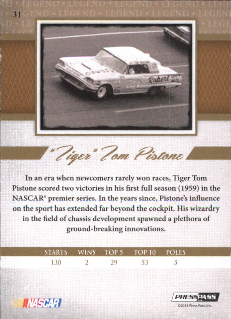 2013 Press Pass Legends Gold #31 Tom Pistone back image