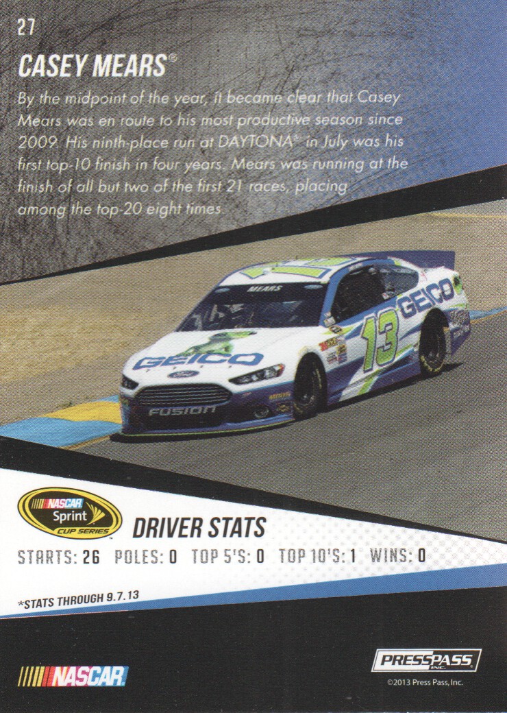 2014 Press Pass #27 Casey Mears back image