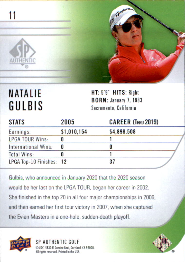 2021 SP Authentic #11 Natalie Gulbis back image