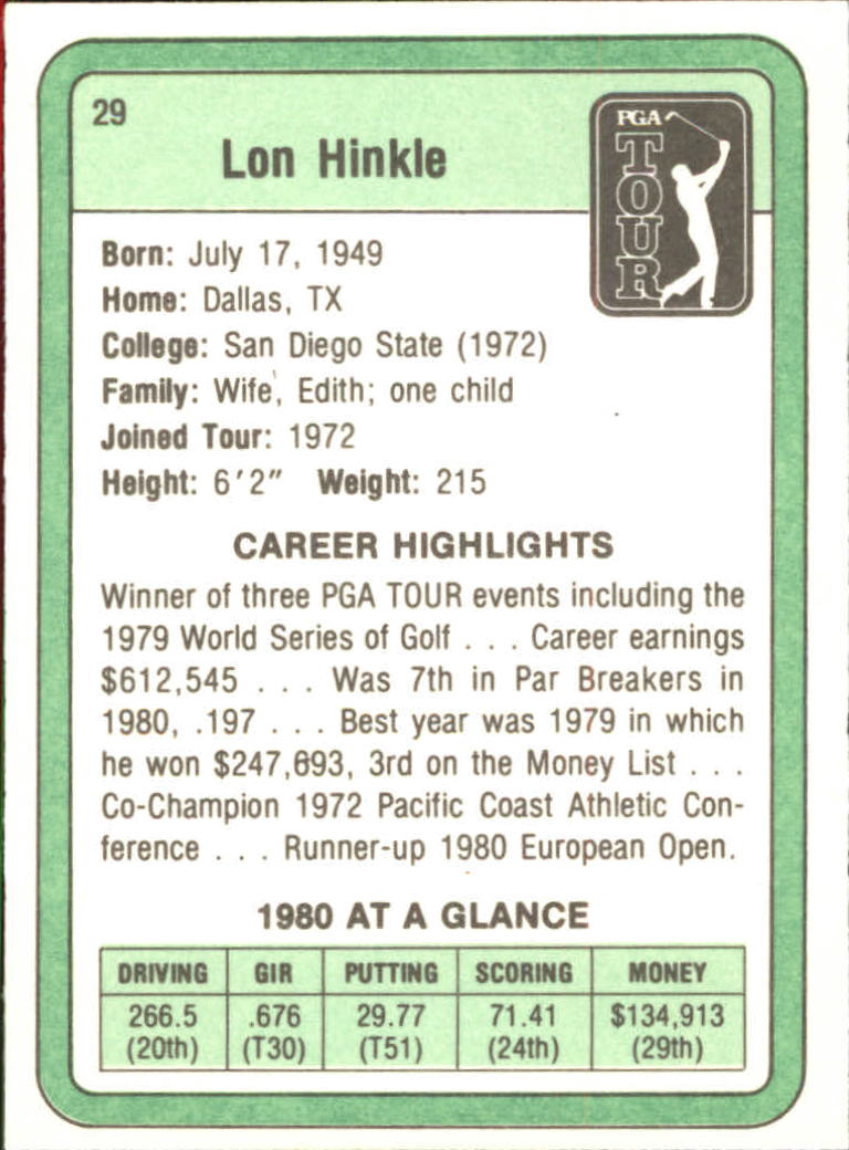 1981 Donruss #29 Lon Hinkle RC back image