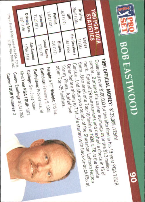 1991 Pro Set Golf Card Pick (Base) 1-100 - Picture 173 of 193