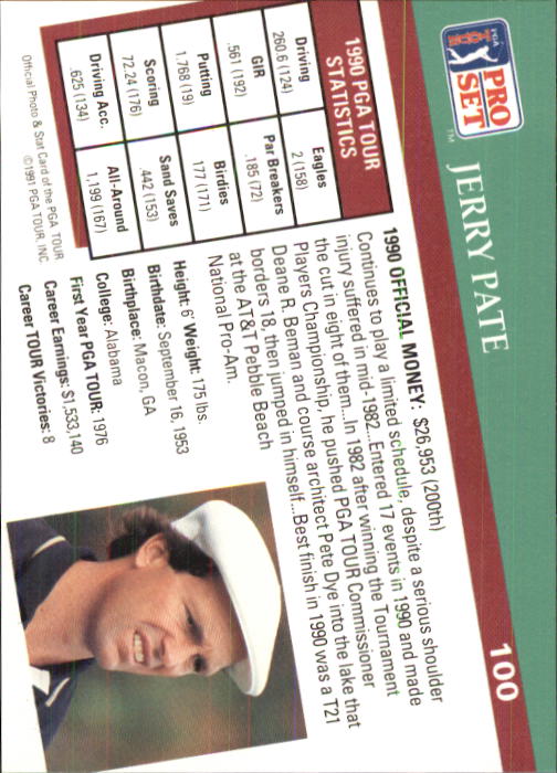 1991 Pro Set Golf Card Pick (Base) 1-100 - Picture 193 of 193
