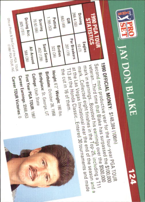 1991 Pro Set #124 Jay Don Blake RC back image