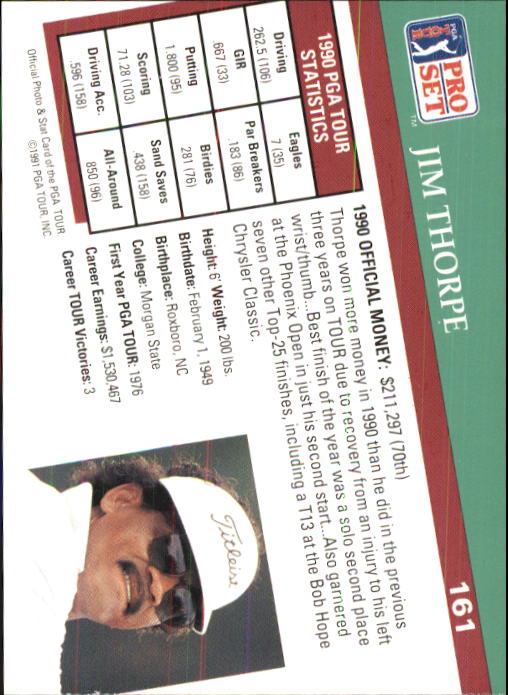 1991 Pro Set #161 Jim Thorpe back image