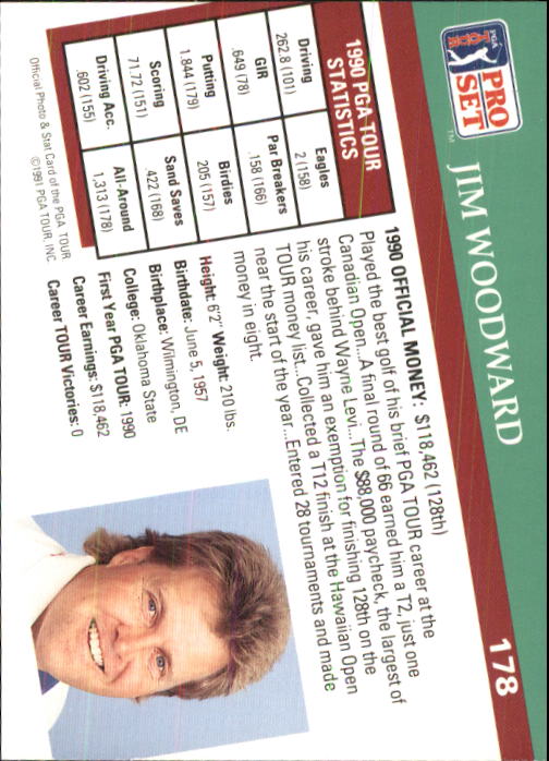 1991 Pro Set #178 Jim Woodward RC back image
