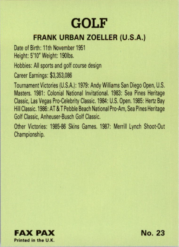 1993 Fax Pax Famous Golfers #23 Rodger Davis back image
