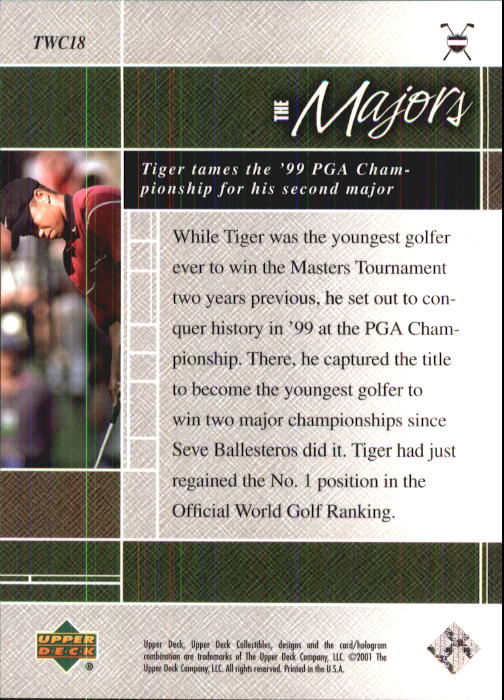 2001 Upper Deck Tiger Woods Collection #TWC18 Tiger Woods 1999 PGA back image
