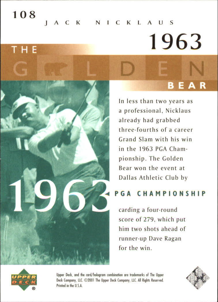 2001 Upper Deck #108 J.Nicklaus GB 63 PGA back image