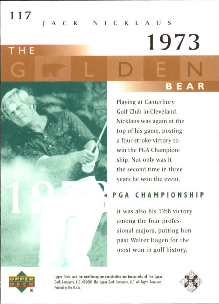 2001 Upper Deck #117 J.Nicklaus GB 73 PGA back image