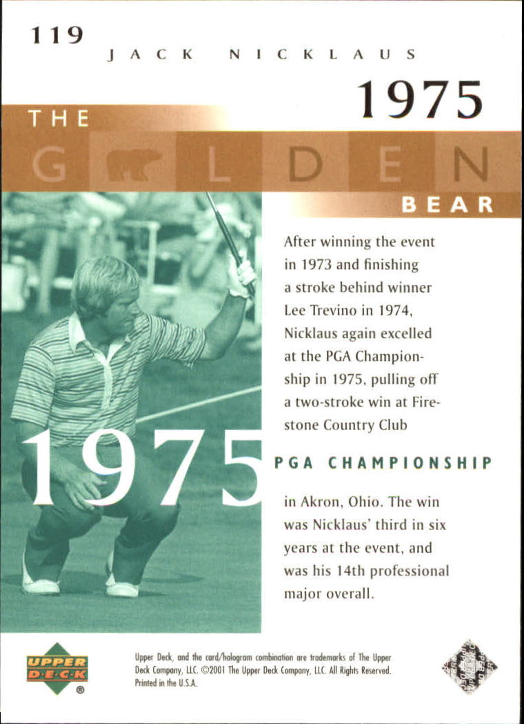 2001 Upper Deck #119 J.Nicklaus GB 75 PGA back image