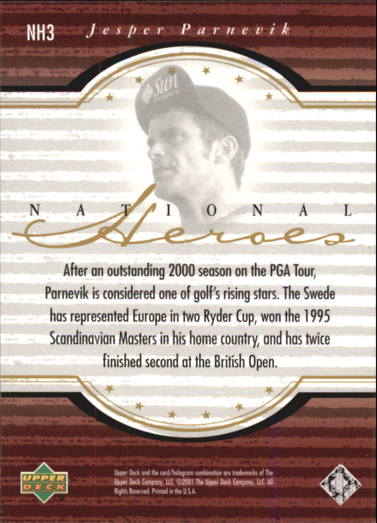 2001 Upper Deck National Heroes #NH3 Jesper Parnevik back image