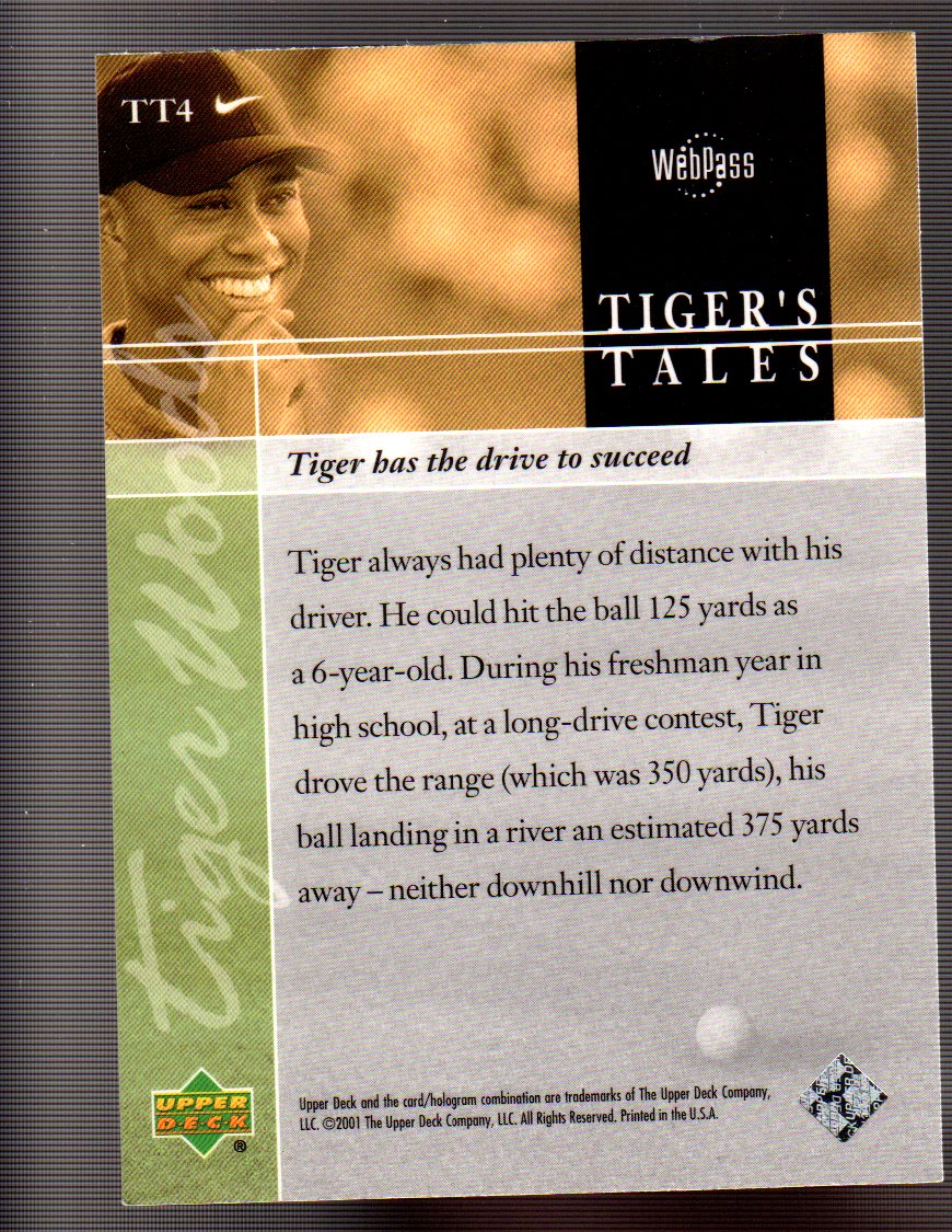 2001 Upper Deck Tiger's Tales #TT4 Tiger Woods back image
