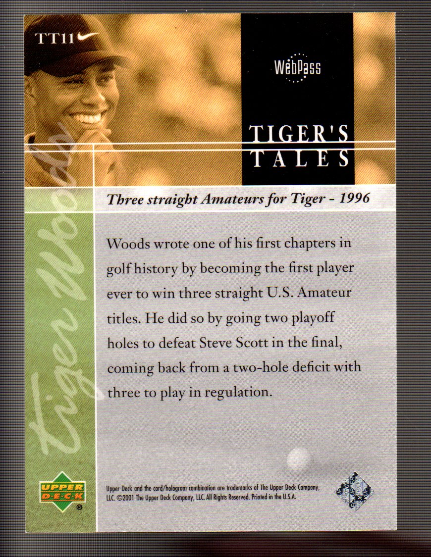 2001 Upper Deck Tiger's Tales #TT11 Tiger Woods back image