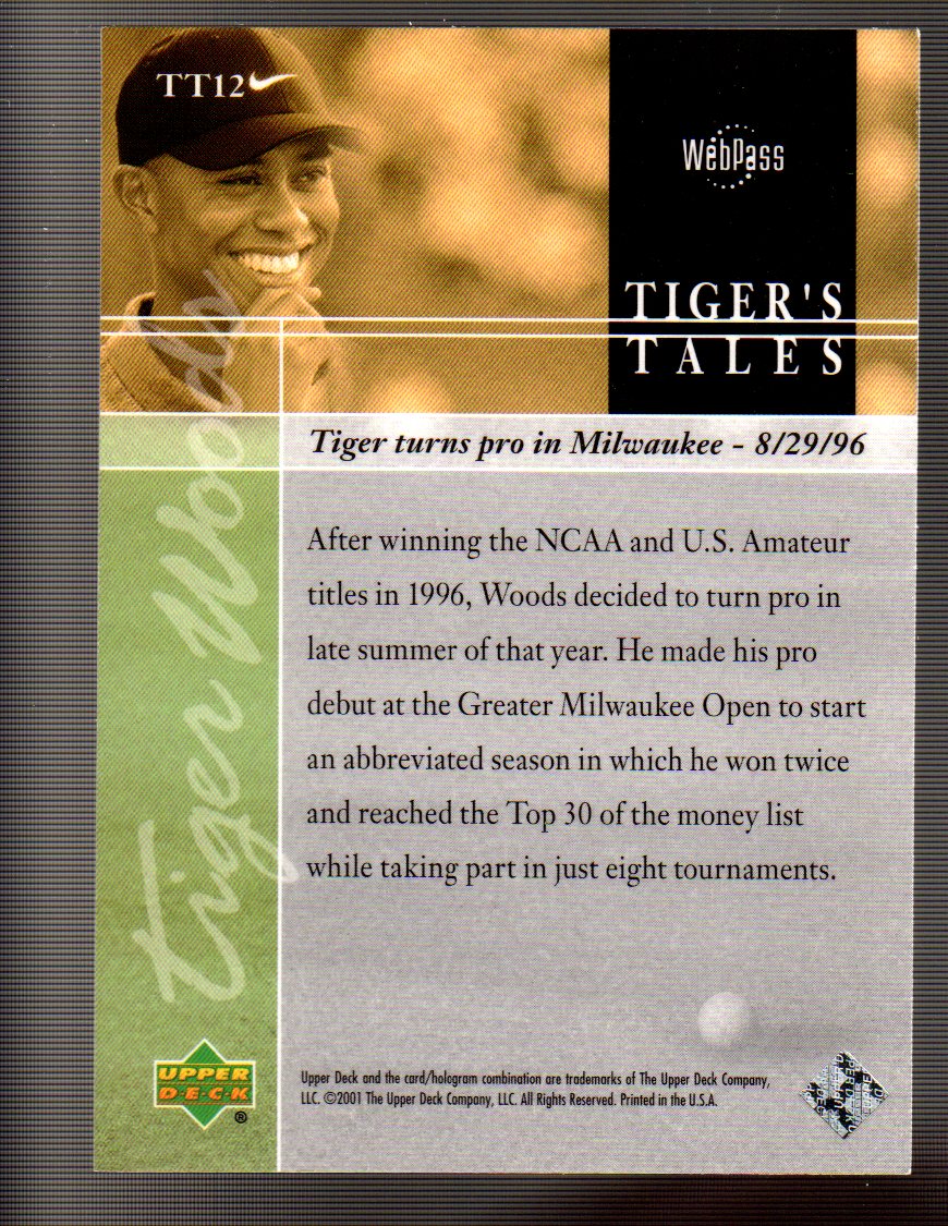 2001 Upper Deck Tiger's Tales #TT12 Tiger Woods back image