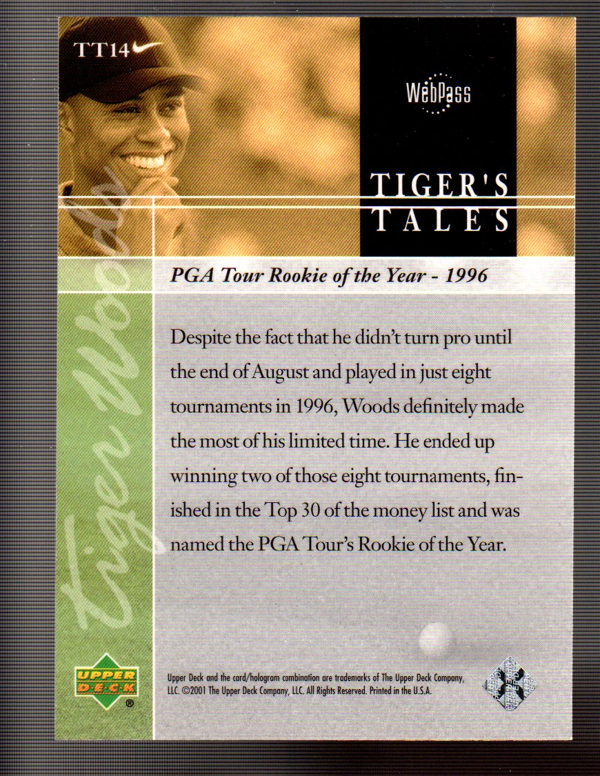 2001 Upper Deck Tiger's Tales #TT14 Tiger Woods back image
