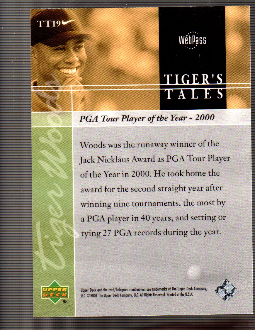 2001 Upper Deck Tiger's Tales #TT19 Tiger Woods back image
