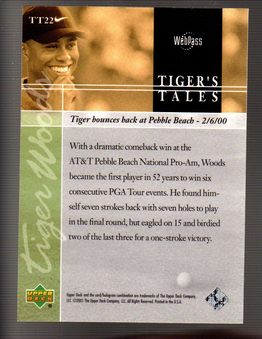 2001 Upper Deck Tiger's Tales #TT22 Tiger Woods back image