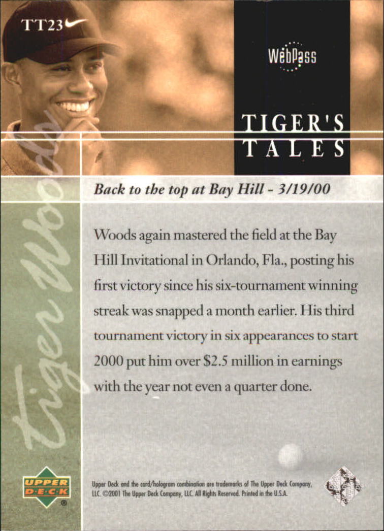 2001 Upper Deck Tiger's Tales #TT23 Tiger Woods back image