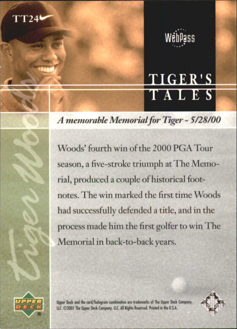 2001 Upper Deck Tiger's Tales #TT24 Tiger Woods back image