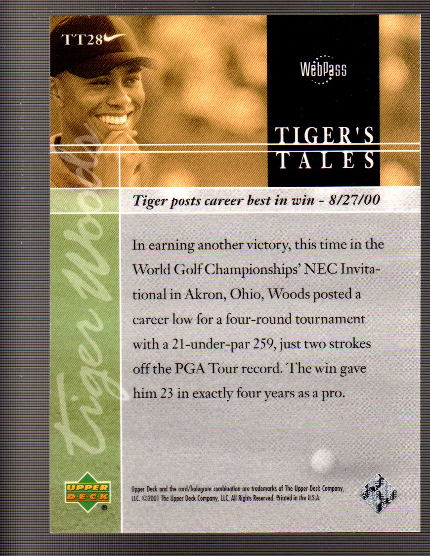 2001 Upper Deck Tiger's Tales #TT28 Tiger Woods back image