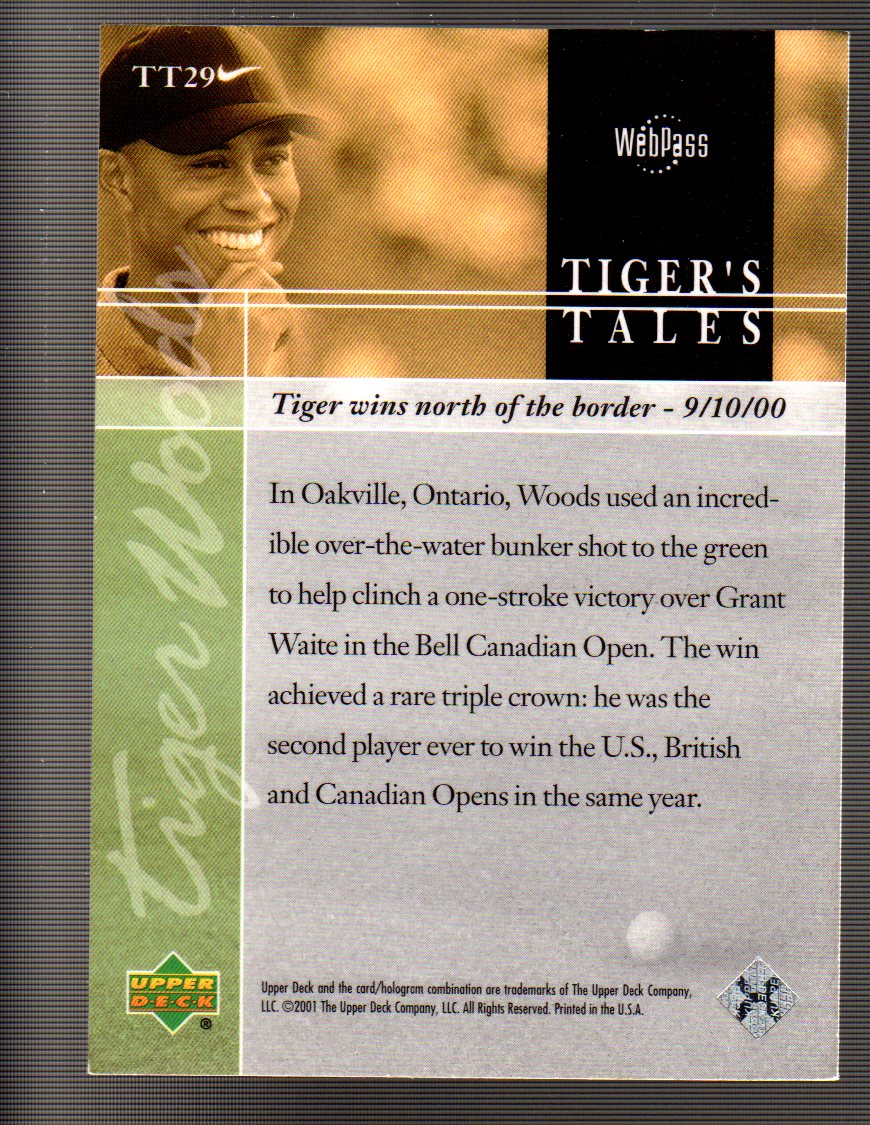 2001 Upper Deck Tiger's Tales #TT29 Tiger Woods back image