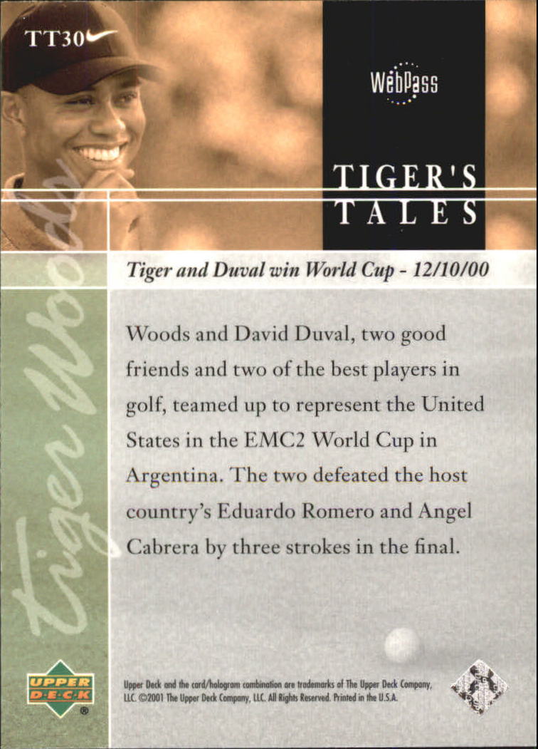 2001 Upper Deck Tiger's Tales #TT30 Tiger Woods back image