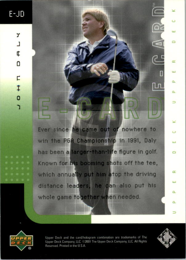 2001 Upper Deck e-Card #EJD John Daly back image