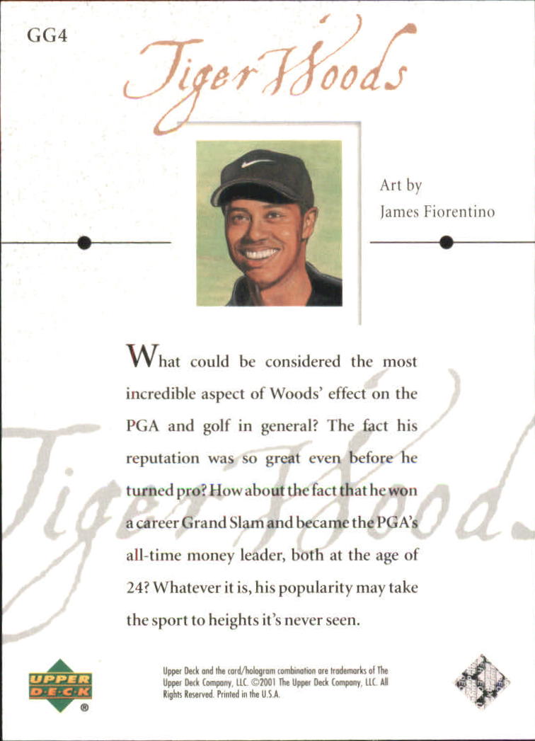 2001 Upper Deck Gallery #GG4 Tiger Woods back image