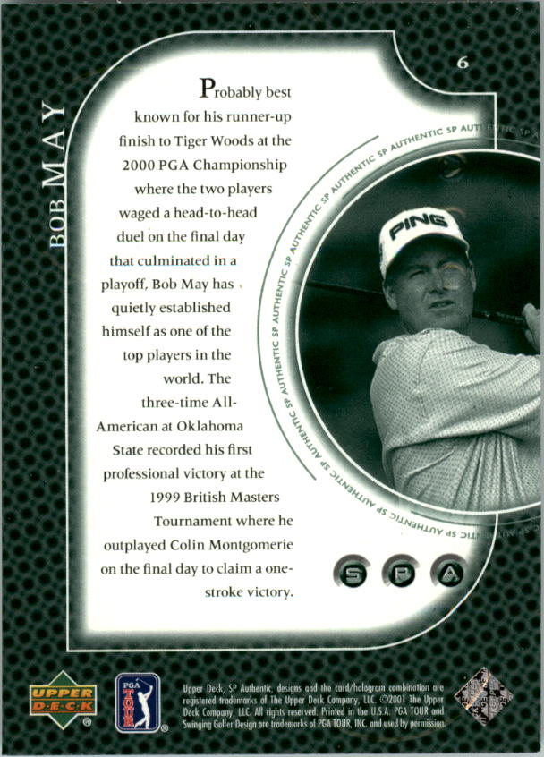 2001 SP Authentic Preview #6 Bob May back image