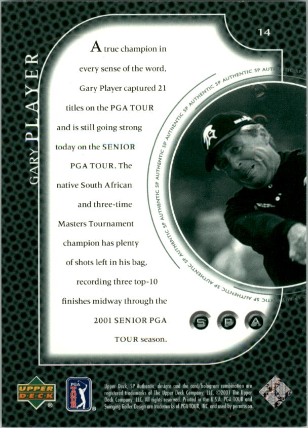 2001 SP Authentic Preview #14 Gary Player back image