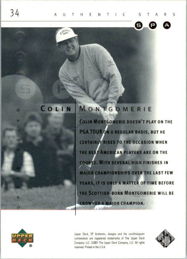 2001 SP Authentic Preview #34 Colin Montgomerie STAR back image