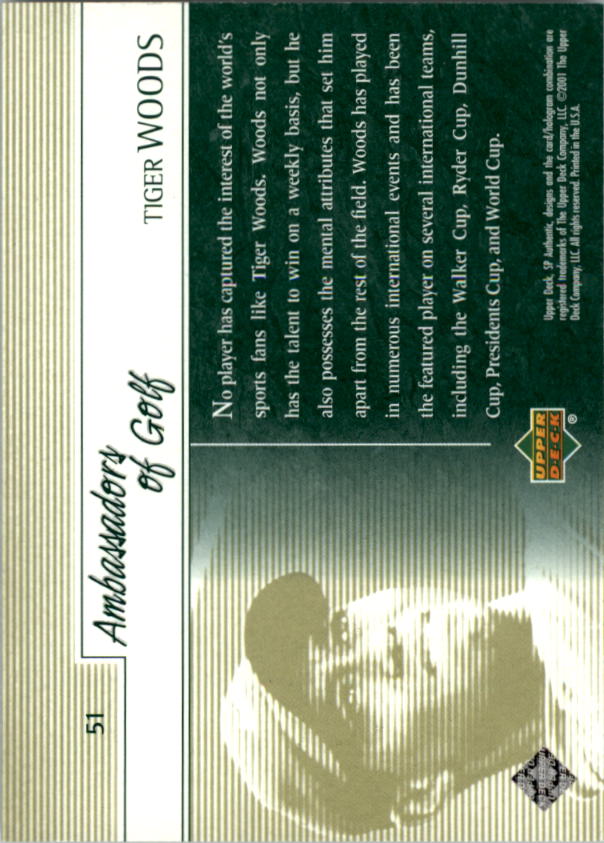 2001 SP Authentic Preview #51 Tiger Woods AG back image
