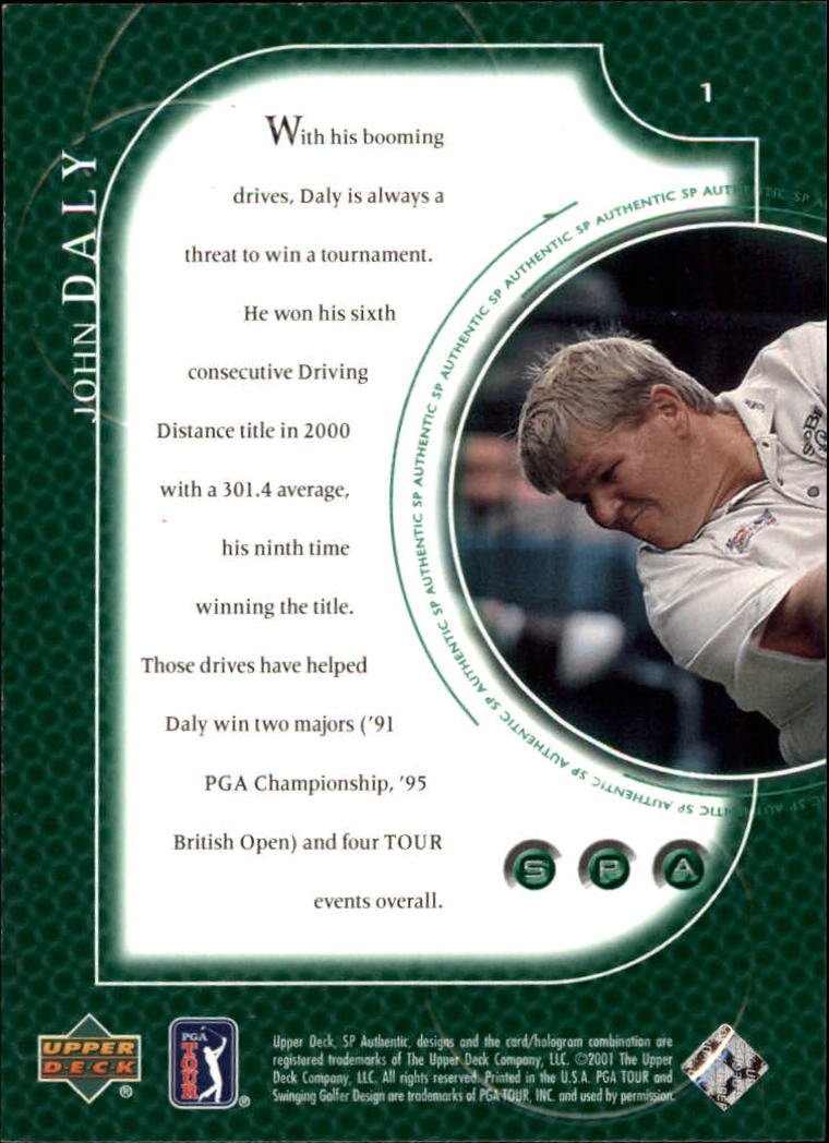 2001 SP Authentic #1 John Daly back image