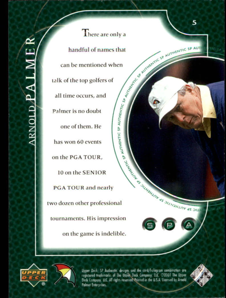 2001 SP Authentic #5 Arnold Palmer back image