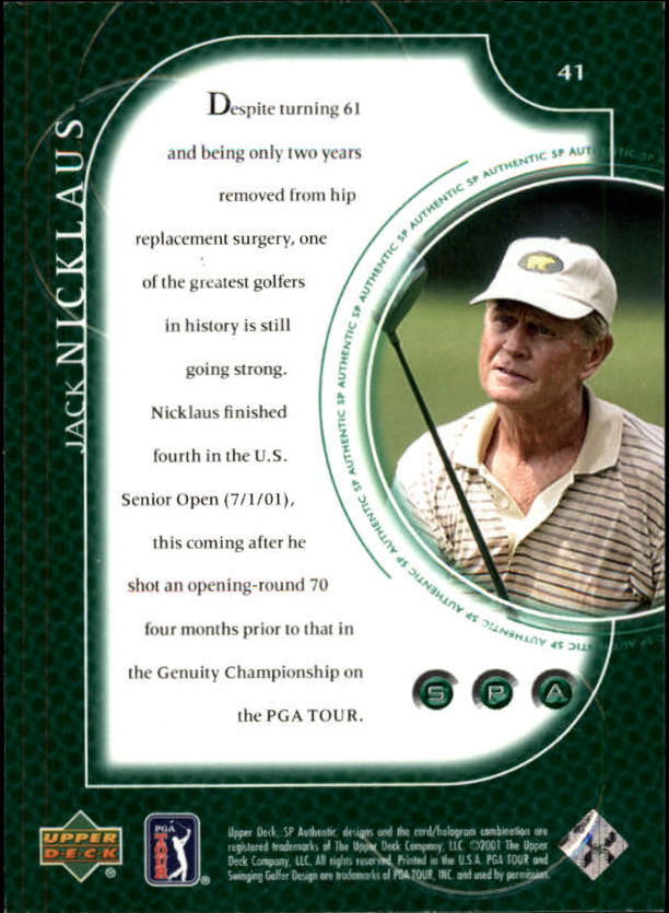 2001 SP Authentic #41 Jack Nicklaus back image