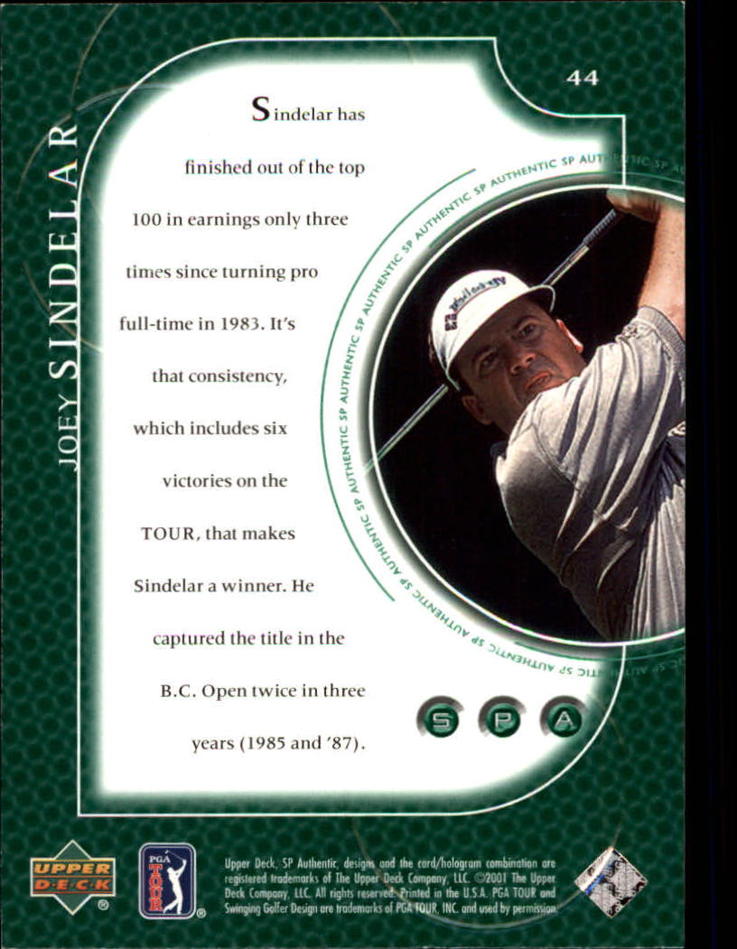 2001 SP Authentic #44 Joey Sindelar back image