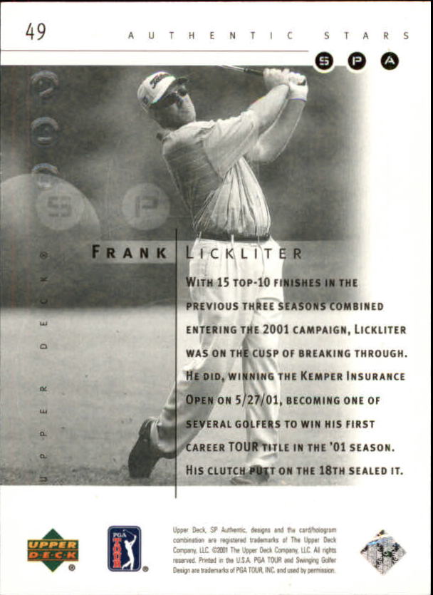 2001 SP Authentic #49 Frank Lickliter AS RC back image