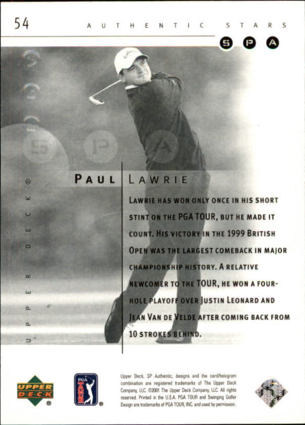 2001 SP Authentic #54 Paul Lawrie AS RC back image