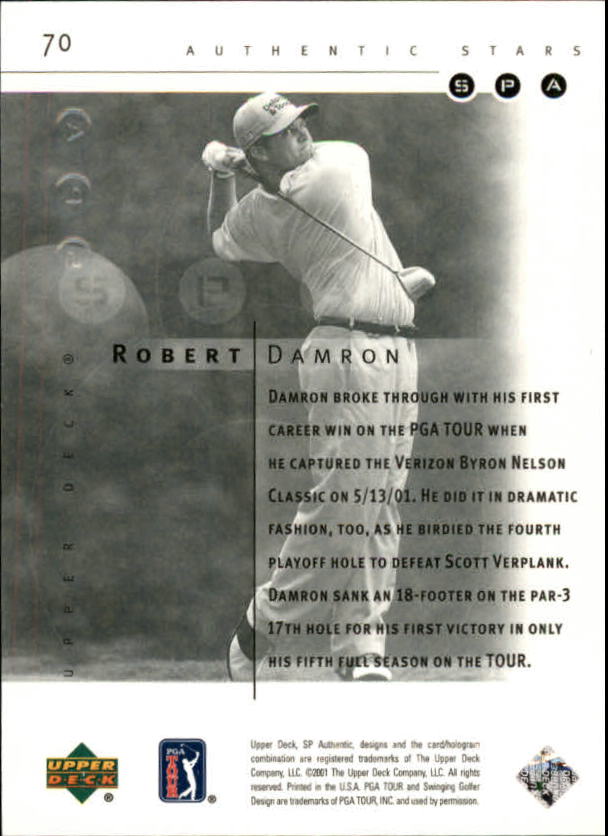 2001 SP Authentic #70 Robert Damron AS RC back image